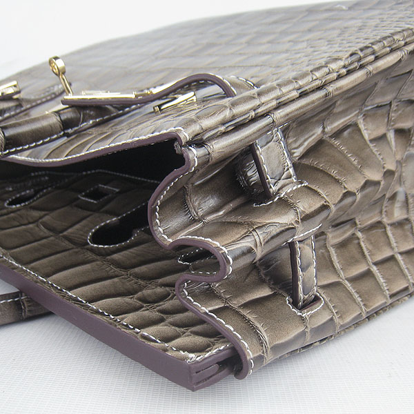 High Quality Fake Hermes Birkin 35CM Crocodile Veins Leather Bag Khaki 6089 - Click Image to Close